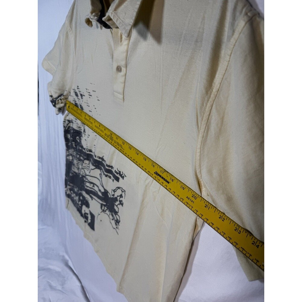 Hurley Men’s Graphic Print Polo Short Sleeve Cotton Button Collar L Yellow/Blue - Picture 3 of 6